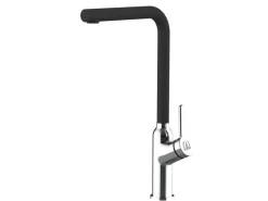 VIZIO Wasserhahn Küchenarmatur BOD mit 360° Schwenkbarem L Auslauf Verchromt   Schwarz Granit