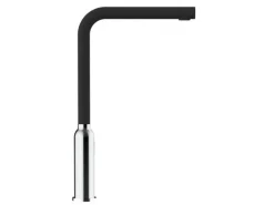 VIZIO Wasserhahn Küchenarmatur BOD mit 360° Schwenkbarem L Auslauf Verchromt   Schwarz Granit