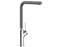 VIZIO Wasserhahn Küchenarmatur BOD mit 360° Schwenkbarem L Auslauf Verchromt   Zement Granit