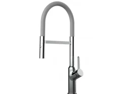 VIZIO Wasserhahn Küchenarmatur BOD mit 360° Schwenkbarem Auslauf Abnehmbare 2 Strahl Handbrause Verchromt   Grau