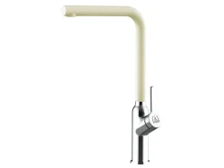 VIZIO Wasserhahn Küchenarmatur BOD mit 360° Schwenkbarem L Auslauf Verchromt   Sand Beige