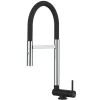 VIZIO Wasserhahn Vorfenster Küchenarmatur Umklappbar 45 CM mit 360° Schwenkbarem Auslauf Abnehmbare 2 Strahl Handbrause Chrom und Schwarz Matt