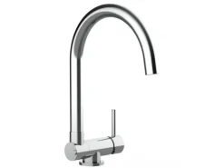 VIZIO Wasserhahn Vorfenster Küchenarmatur Umklappbar 45 CM mit 360° Schwenkbarem U Auslauf Verchromt