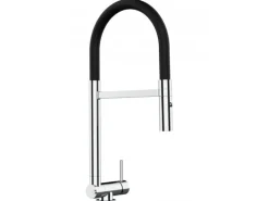 VIZIO Wasserhahn Vorfenster Küchenarmatur Umklappbar 45 CM mit 360° Schwenkbarem Auslauf Abnehmbare 2 Strahl Handbrause Verchromt   Schwarz