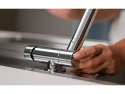 VIZIO Wasserhahn Vorfenster Küchenarmatur Umklappbar 45 CM mit 360° Schwenkbarem L Auslauf Verchromt   Zement Granit