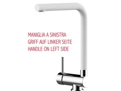VIZIO Wasserhahn Vorfenster Küchenarmatur Umklappbar 6 CM LINKER HEBEL mit 360° Schwenkbarem L Auslauf Verchromt   Weiß Granit