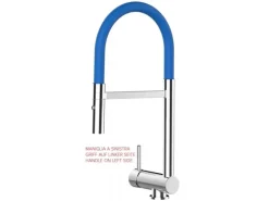 VIZIO Wasserhahn Vorfenster Küchenarmatur Umklappbar 6 CM LINKER HEBEL mit 360° Schwenkbarem Auslauf Abnehmbare 2 Strahl Brause Verchromt   Blau