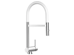 VIZIO Wasserhahn Vorfenster Küchenarmatur Umklappbar 6 CM mit 360° Schwenkbarem Auslauf Abnehmbare 2 Strahl Handbrause Verchromt   Weiß