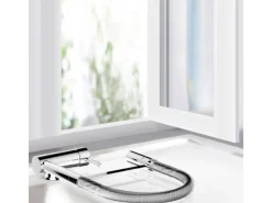 VIZIO Wasserhahn Vorfenster Küchenarmatur Umklappbar 6 CM mit 360° Schwenkbarem Auslauf Abnehmbare 2 Strahl Handbrause Verchromt   Weiß