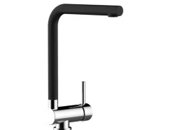 VIZIO Wasserhahn Vorfenster Küchenarmatur Umklappbar 6 CM mit 360° Schwenkbarem L  Auslauf Verchromt   Schwarz Granit