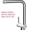 VIZIO Wasserhahn Vorfenster Küchenarmatur Umklappbar 6 CM LINKER HEBEL mit 360° Schwenkbarem L Auslauf Verchromt