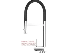 VIZIO Wasserhahn Vorfenster Küchenarmatur Umklappbar 6 CM LINKER HEBEL 360° Schwenkbarem Auslauf Abnehmbare 2 Strahl Brause Verchromt   Schwarz