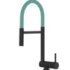 VIZIO Wasserhahn Vorfenster Küchenarmatur Umklappbar 6 CM mit 360° Schwenkbarem Auslauf Abnehmbare 2 Strahl Handbrause Schwarz Matt   Türkis