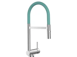 VIZIO Wasserhahn Vorfenster Küchenarmatur Umklappbar 6 CM mit 360° Schwenkbarem Auslauf Abnehmbare 2 Strahl Handbrause Verchromt   Türkis