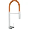 VIZIO Wasserhahn Vorfenster Küchenarmatur Umklappbar 45 CM mit 360° Schwenkbarem Auslauf Abnehmbare 2 Strahl Handbrause Verchromt   Orange