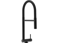 VIZIO Wasserhahn Vorfenster Küchenarmatur Umklappbar 45 CM mit 360° Schwenkbarem Auslauf Abnehmbare 2 Strahl Handbrause Schwarz Matt   Schwarz