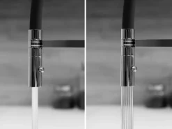 VIZIO Wasserhahn Vorfenster Küchenarmatur Umklappbar 45 CM mit 360° Schwenkbarem Auslauf Abnehmbare 2 Strahl Handbrause Schwarz Matt   Schwarz