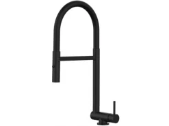 VIZIO Wasserhahn Vorfenster Küchenarmatur Umklappbar 45 CM mit 360° Schwenkbarem Auslauf Abnehmbare 2 Strahl Handbrause Schwarz Matt   Schwarz