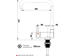 VIZIO Wasserhahn Vorfenster Küchenarmatur Umklappbar 6 CM LINKER HEBEL mit 360° Schwenkbarem N Auslauf Verchromt