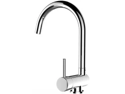 VIZIO Wasserhahn Vorfenster Küchenarmatur Umklappbar 6 CM mit 360° Schwenkbarem U Auslauf Verchromt