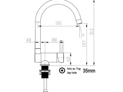 VIZIO Wasserhahn Vorfenster Küchenarmatur Umklappbar 6 CM mit 360° Schwenkbarem U Auslauf Verchromt