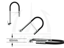 VIZIO Wasserhahn Vorfenster Küchenarmatur Umklappbar 6 CM LINKER HEBEL mit 360° Schwenkbarem Auslauf Abnehmbare 2 Strahl Brause Verchromt   Rot