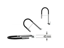 VIZIO Wasserhahn Vorfenster Küchenarmatur Umklappbar 45 CM mit 360° Schwenkbarem Auslauf Abnehmbare 2 Strahl Handbrause Verchromt   Weiß