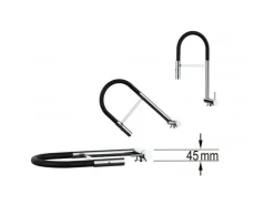 VIZIO Wasserhahn Vorfenster Küchenarmatur Umklappbar 45 CM mit 360° Schwenkbarem Auslauf Abnehmbare 2 Strahl Handbrause Schwarz Matt   Orange