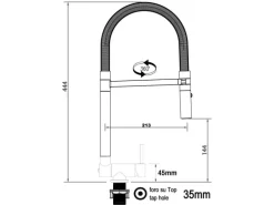 VIZIO Wasserhahn Vorfenster Küchenarmatur Umklappbar 45 CM mit 360° Schwenkbarem Auslauf Abnehmbare 2 Strahl Handbrause Schwarz Matt   Orange