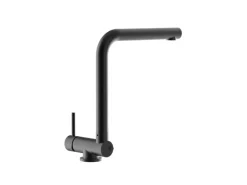 VIZIO Wasserhahn Vorfenster Küchenarmatur Umklappbar 45 CM mit 360° Schwenkbarem L Auslauf Schwarz Matt