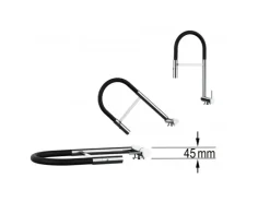 VIZIO Wasserhahn Vorfenster Küchenarmatur Umklappbar 45 CM mit 360° Schwenkbarem Auslauf Abnehmbare 2 Strahl Handbrause Verchromt   Grau