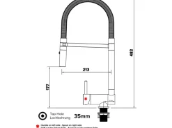VIZIO Wasserhahn Vorfenster Küchenarmatur Umklappbar 6 CM LINKER HEBEL 360° Schwenkbarem Auslauf Abnehmbare 2 Strahl Brause Schwarz Matt   Chrom