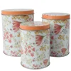 Vorratsdose 3-er Set Blumen-Motiv Rund Bunt