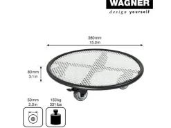 Wagner design Pflanzenroller GH 7017 Ø 38 cm x 8 cm Schwarz-Weiß