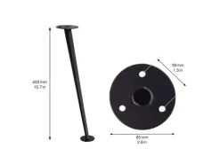 Wagner Möbelbein Schräg 80er Jahre Stil Ø 65 mm x 400 mm Schwarz Matt