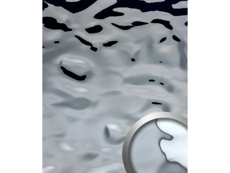 WALLFACE 27027 OCEAN Silver Wandpaneel in Metall-Optik Spiegelnd Silber 2600 mm x 1000 mm x 8,24 mm 2,6 m2 Silber