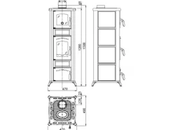 Wamsler Küchenofen Naturstein Schwarz 7,5 kW
