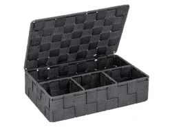 Wenko Aufbewahrungskorb mit Deckel Adria Dunkelgrau Polypropylen 26 x 7 x 17 cm