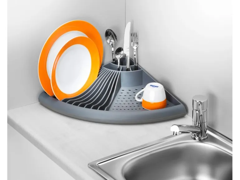 Wenko Eck-Geschirrabtropfer Grau 9 cm x 50 cm x 35 cm