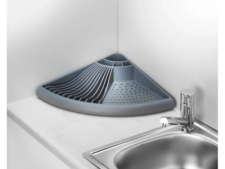 Wenko Eck-Geschirrabtropfer Grau 9 cm x 50 cm x 35 cm