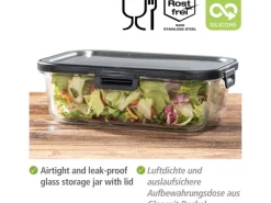 Wenko Glas Frischhaltedose Steel Black Outdoor Kitchen 1,5 l