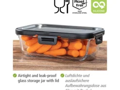 Wenko Glas Frischhaltedose Steel Black Outdoor Kitchen 0,6 l