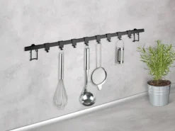 Wenko Hakenleiste Gala 8 Haken 4 cm x 60 cm x 3 cm Schwarz