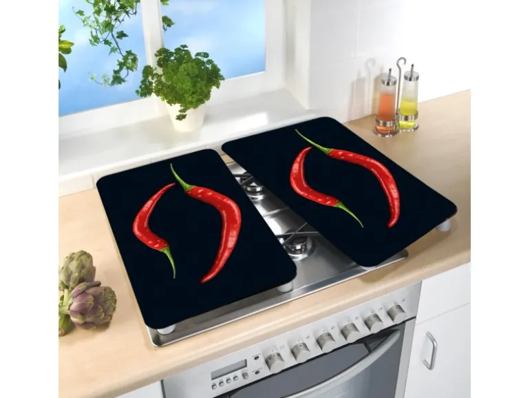 Wenko Herdabdeckplatte Universal Peperoni Duo 2er-Set für alle Herdarten