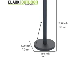 Wenko Küchenrollenhalter Clayton Pulverbeschichtetes Metall Ø 15 x 33 cm Schwarz