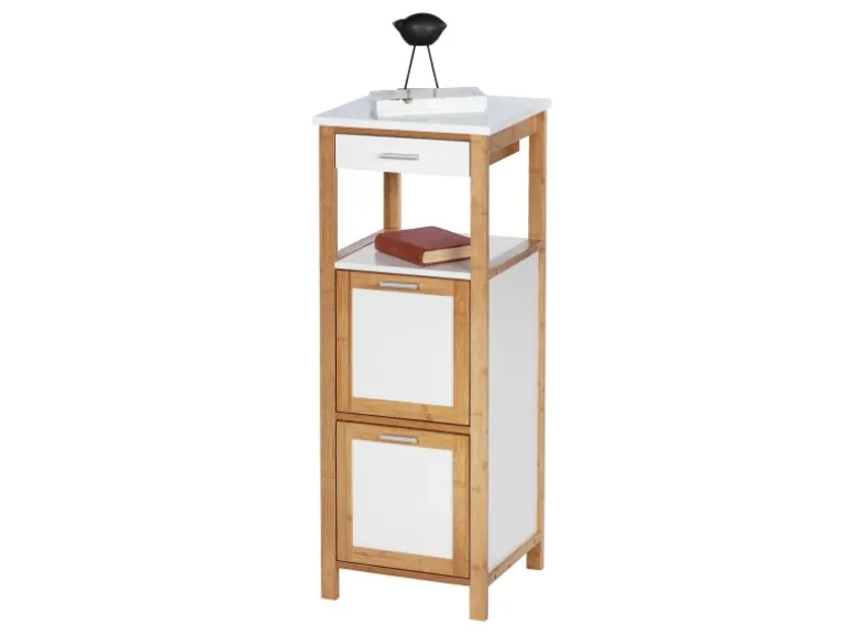 Wenko Regal Finja aus Bambus mit 2 Ablagen 34 x 89 x 30 cm Braun