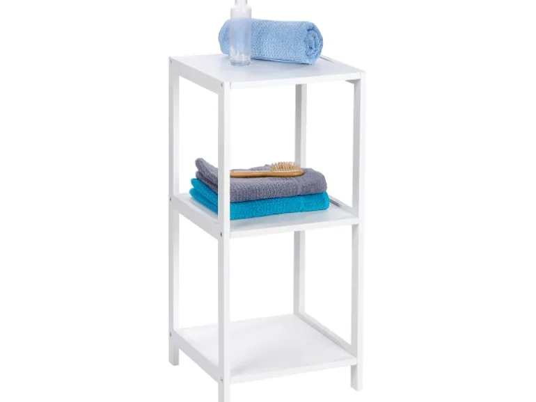 Wenko Regal Oslo Echtholz Weiß 3 Etagen 76 cm x 36 cm x 36 cm