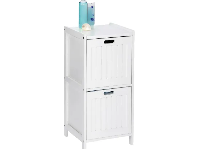 Wenko Regal Oslo Echtholz Weiß 2 Schubladen 76 cm x 36 cm x 36 cm