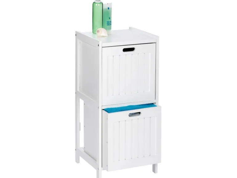 Wenko Regal Oslo Echtholz Weiß 2 Schubladen 76 cm x 36 cm x 36 cm