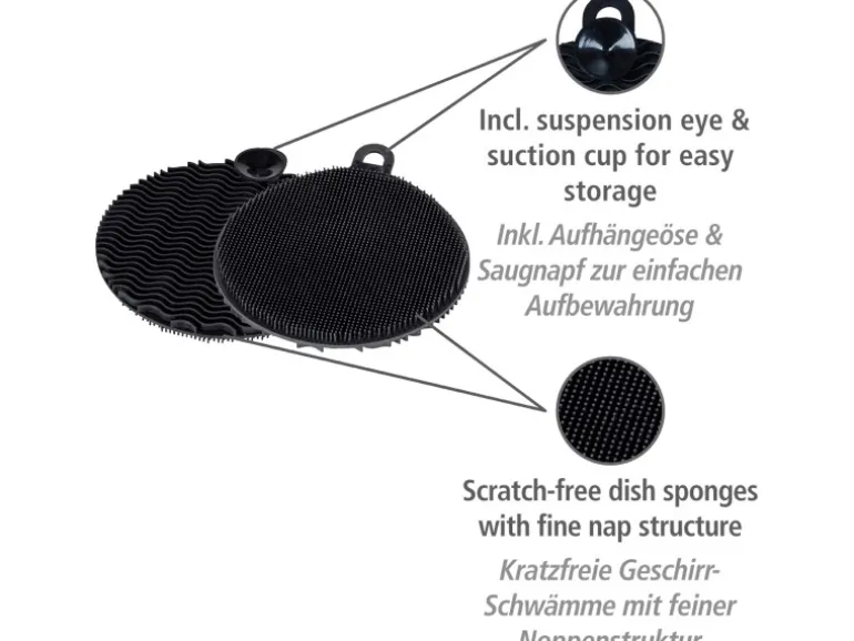Wenko Silikon Spülschwamm Soft 2 Stück Black Outdoor Kitchen Schwarz